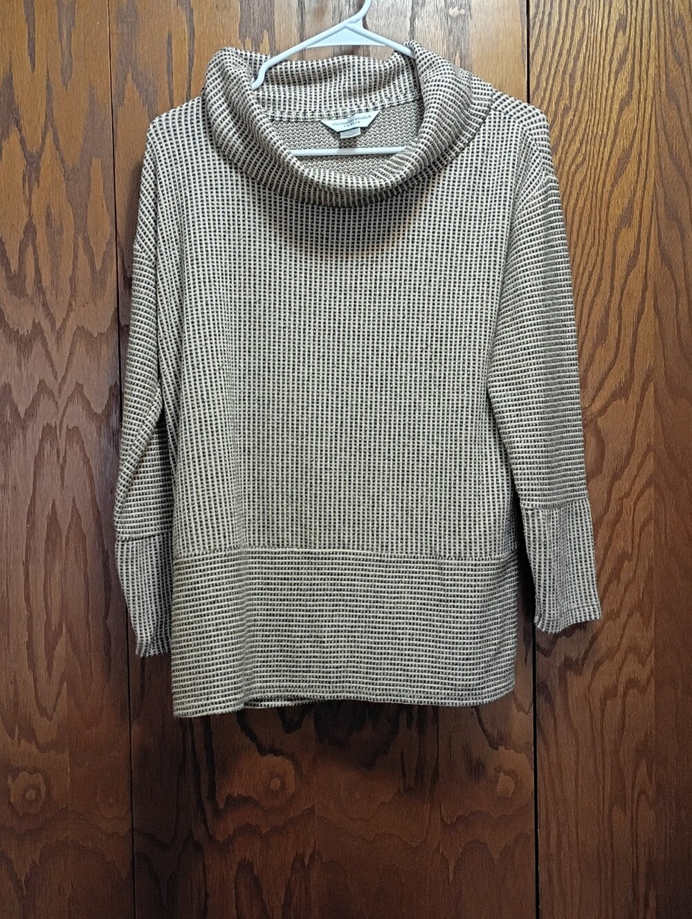 Christopher & Banks Beige and Black Cowl Neck Sweater